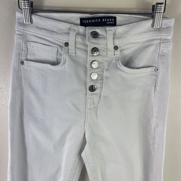 Veronica Beard Debbie Skinny Button Fly White Wash Jeans - Picture 3 of 14